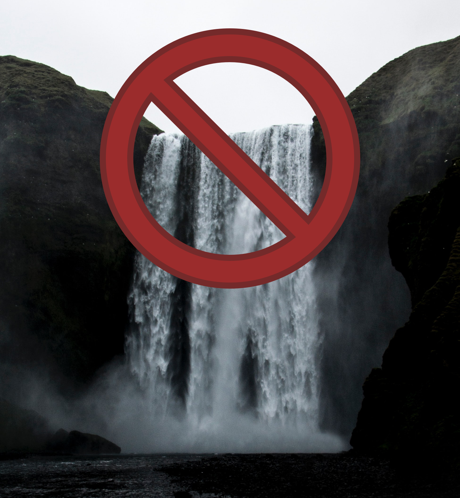 Waterfall with a cross through it