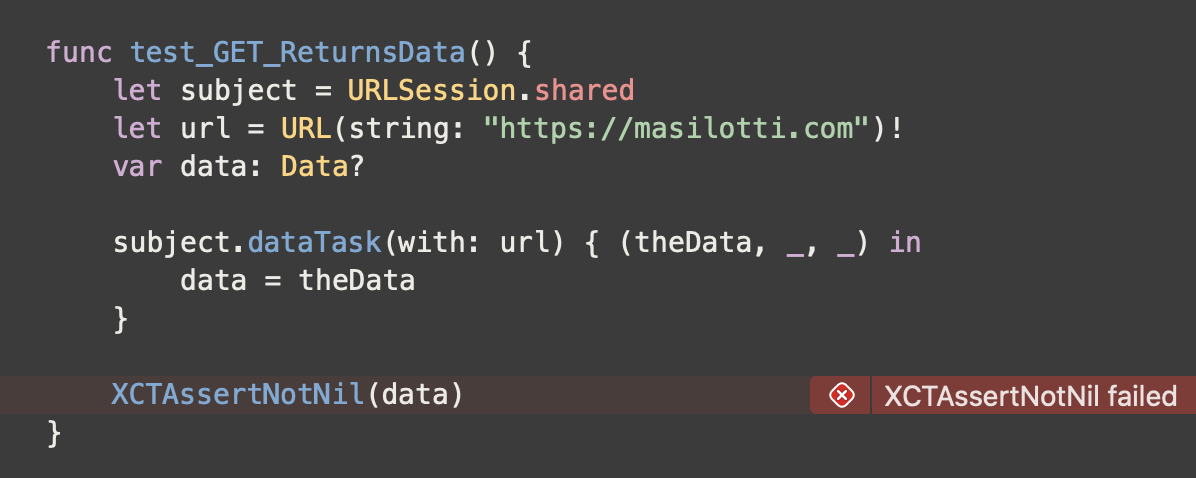 URLSession Asynchronous Test Failure