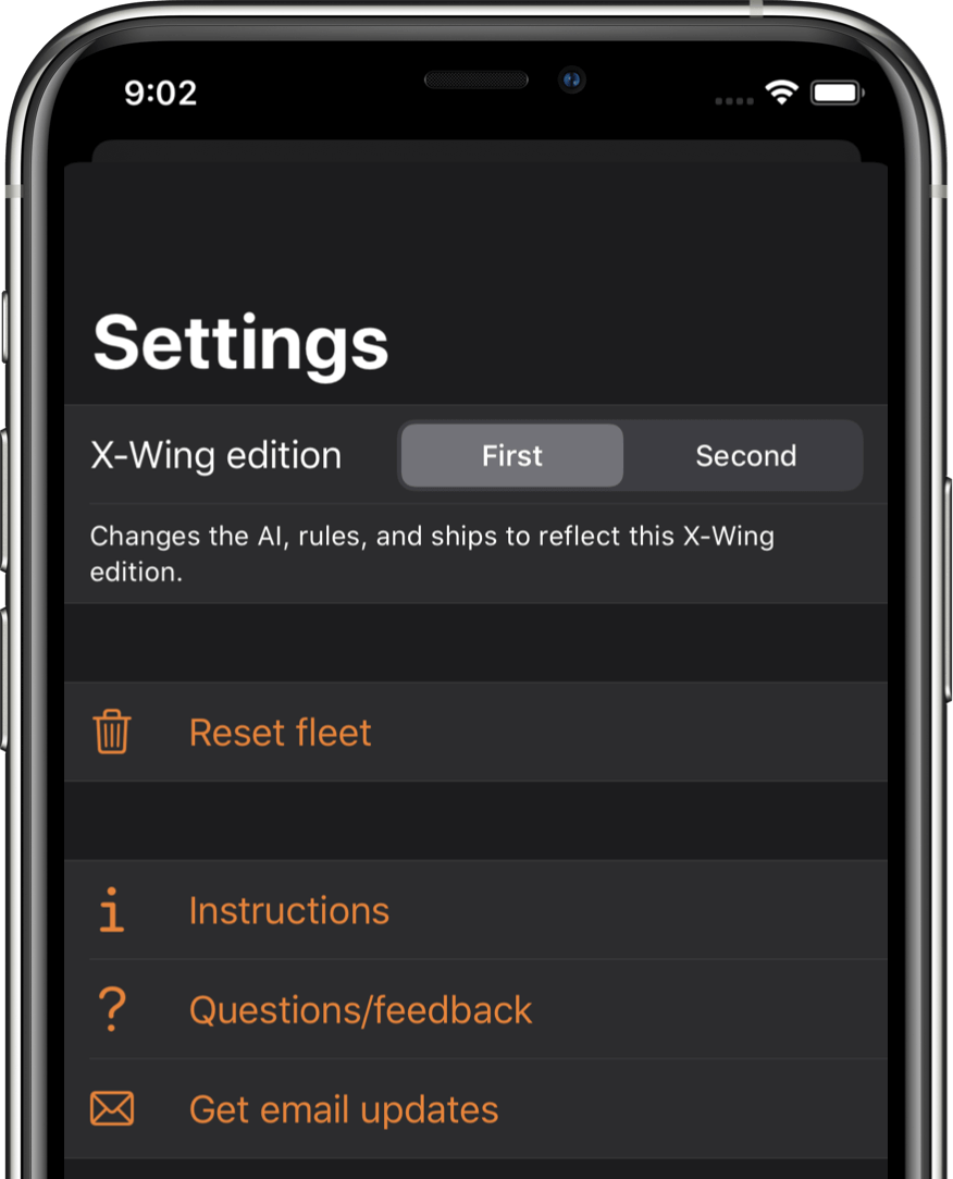 Screenshot of app with buttons that each open different modals