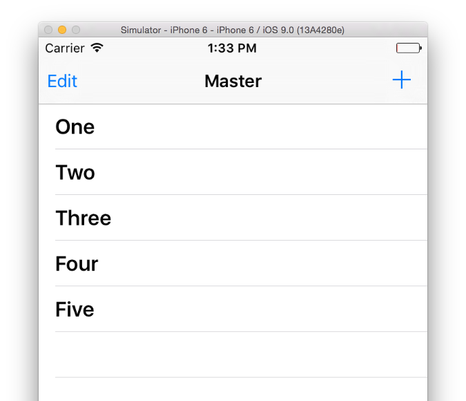 Table with five cells